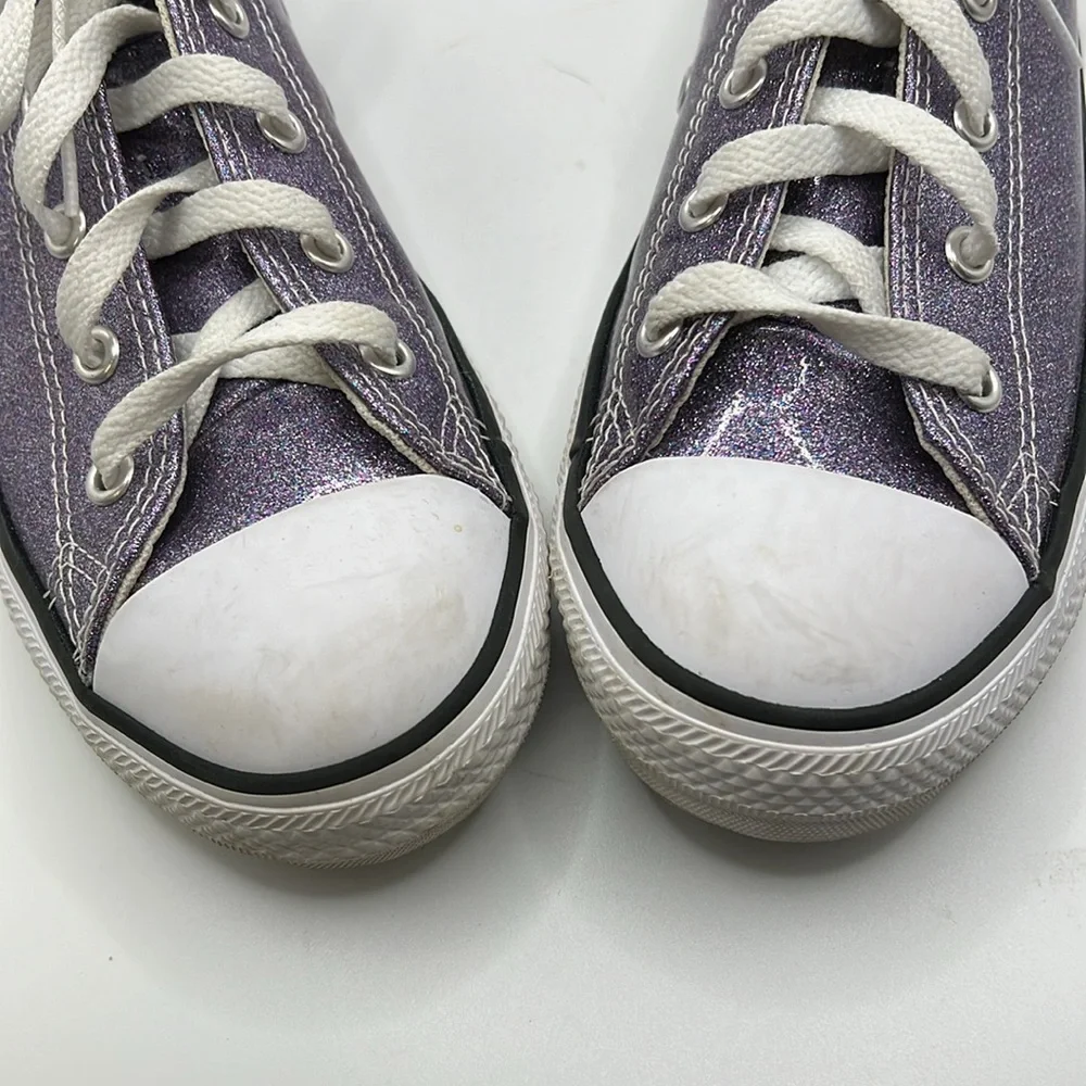 Converse Sneakers Shoes Moody Purple Glitter Kids Juniors Girls Size 3